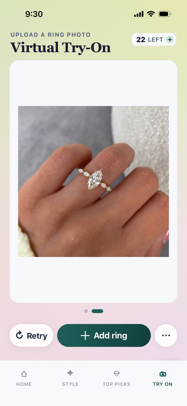 Uploaded hand photo before virtual ring try-on
